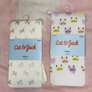 2 Cat & Jack Tights Leggings Girls Size 4-6X NEW